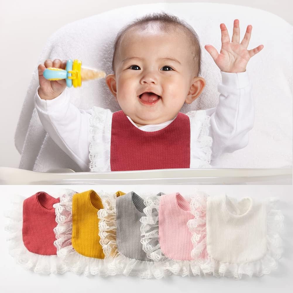 Surakey Baby Muslin Bandana Drool Lace Bibs Adjustable Bibs, Teething and Drooling Bibs Saliva Towel Clean Bibs for Newborn - Gray - Image 8